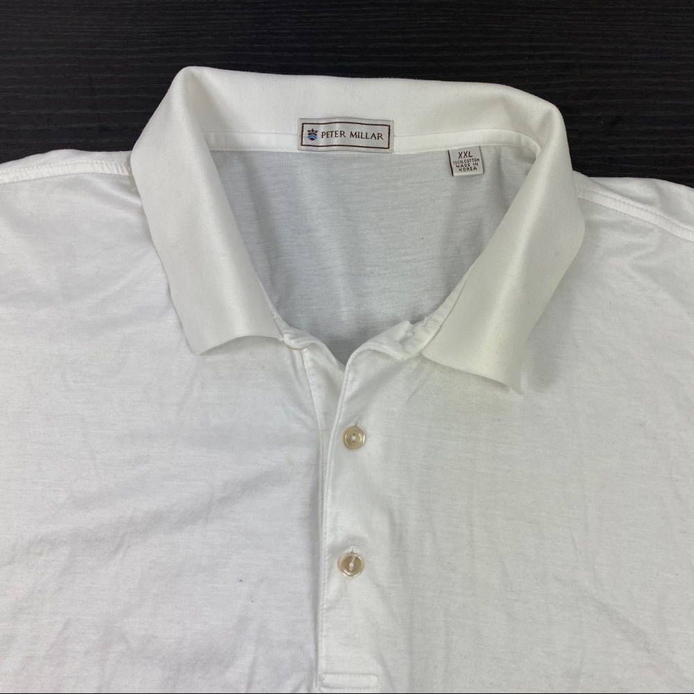Peter Millar plain white golf polos shirt